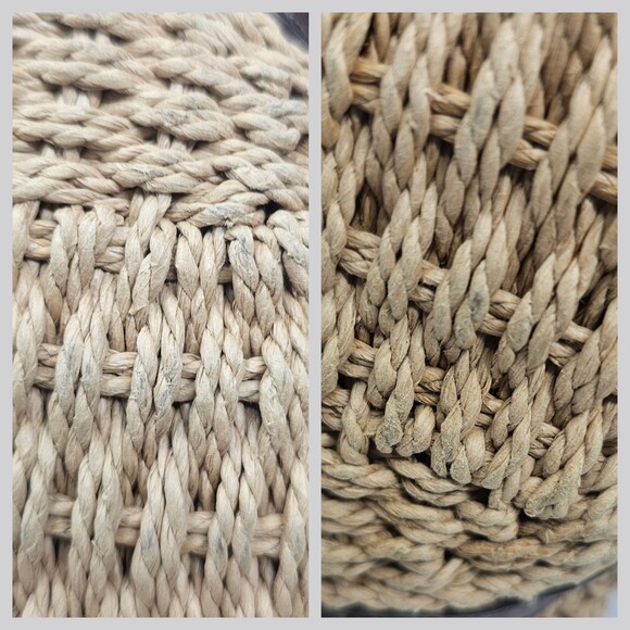 Brighton Women's Woven Jute/Leather Hobo Bag Braided Leather Handle Zip Closure - Picture 8 of 15